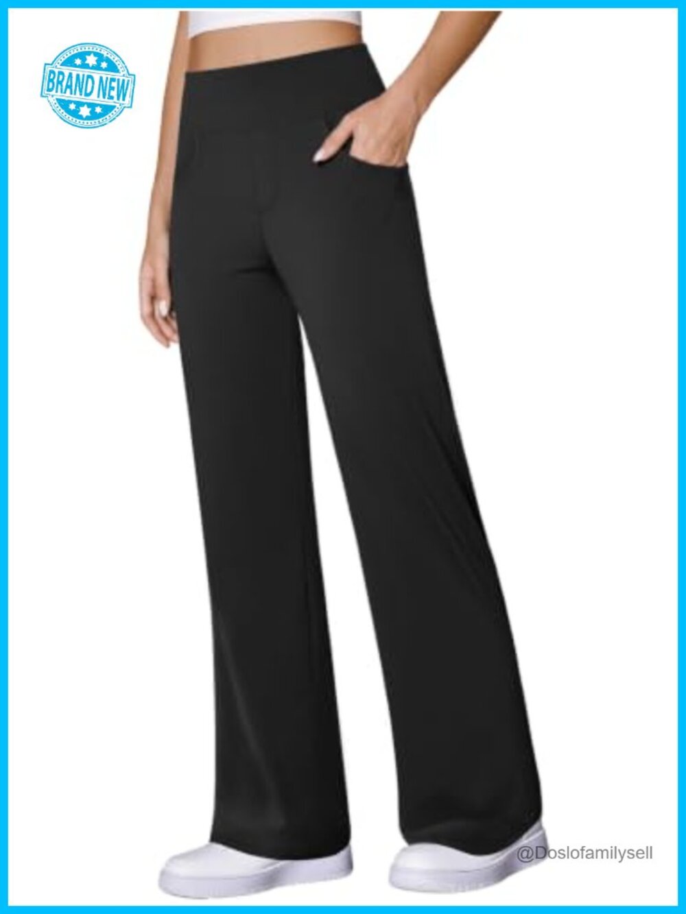 Women's Wide Leg Yoga Pants with Pocket High Waist Work Sweatpants